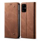 For Galaxy S20 Denim Texture Casual Style Horizontal Flip Leather Case with Holder & Card Slots & Wallet(Brown) - 1