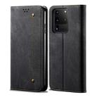 For Galaxy S20 Ultra Denim Texture Casual Style Horizontal Flip Leather Case with Holder & Card Slots & Wallet(Black) - 1