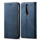 For OnePlus 8 Denim Texture Casual Style Horizontal Flip Leather Case with Holder & Card Slots & Wallet(Blue) - 1