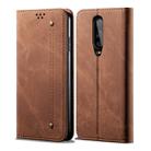 For OnePlus 8 Denim Texture Casual Style Horizontal Flip Leather Case with Holder & Card Slots & Wallet(Brown) - 1