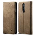 For OnePlus 8 Denim Texture Casual Style Horizontal Flip Leather Case with Holder & Card Slots & Wallet(Khaki) - 1