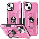 For iPhone 14 Ring Holder Armor Hybrid Phone Case (Pink) - 1