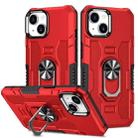 For iPhone 14 Plus Ring Holder Armor Hybrid Phone Case (Red) - 1