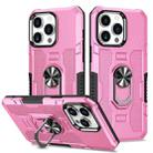 For iPhone 14 Pro Ring Holder Armor Hybrid Phone Case(Pink) - 1