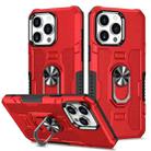 For iPhone 14 Pro Ring Holder Armor Hybrid Phone Case(Red) - 1