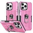 For iPhone 14 Pro Max Ring Holder Armor Hybrid Phone Case (Pink) - 1
