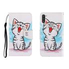 For OPPO A11 Colored Drawing Horizontal Flip Leather Case with Holder & Card Slot & Wallet(Red Mouth Cat) - 1