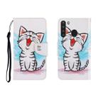 For Galaxy A21 Colored Drawing Horizontal Flip Leather Case with Holder & Card Slot & Wallet(Red Mouth Cat) - 1