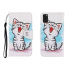 For Galaxy A41 Colored Drawing Horizontal Flip Leather Case with Holder & Card Slot & Wallet(Red Mouth Cat) - 1