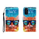 For Huawei P40 Colored Drawing Horizontal Flip Leather Case with Holder & Card Slot & Wallet(Underwater Cat) - 1