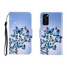 For Huawei P40 Colored Drawing Horizontal Flip Leather Case with Holder & Card Slot & Wallet(Many Butterflies) - 1