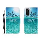 For Huawei P40 Colored Drawing Horizontal Flip Leather Case with Holder & Card Slot & Wallet(Coconut Tree) - 1