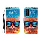 For Huawei P40 Pro Colored Drawing Horizontal Flip Leather Case with Holder & Card Slot & Wallet(Underwater Cat) - 1