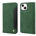 For iPhone 14 Skin Feel Splicing Leather Phone Case (Green) - 1