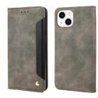 For iPhone 14 Plus Skin Feel Splicing Leather Phone Case (Grey) - 1