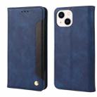 For iPhone 14 Plus Skin Feel Splicing Leather Phone Case (Blue) - 1