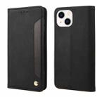 For iPhone 14 Plus Skin Feel Splicing Leather Phone Case (Black) - 1