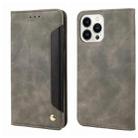 For iPhone 14 Pro Skin Feel Splicing Leather Phone Case(Grey) - 1