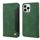 For iPhone 14 Pro Skin Feel Splicing Leather Phone Case(Green) - 1