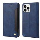 For iPhone 14 Pro Skin Feel Splicing Leather Phone Case(Blue) - 1