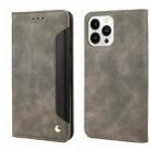 For iPhone 14 Pro Max Skin Feel Splicing Leather Phone Case (Grey) - 1