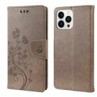 For iPhone 14 Pro Butterfly Flower Pattern Flip Leather Phone Case(Grey) - 1