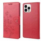 For iPhone 14 Pro Butterfly Flower Pattern Flip Leather Phone Case(Red) - 1