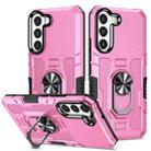 For Samsung Galaxy S22 Ultra 5G Ring Holder Armor Hybrid Phone Case(Pink) - 1