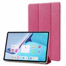 For Huawei MatePad Pro 11 2022 Silk Texture Leather Tablet Case with Three-folding Holder(Rose Red) - 1