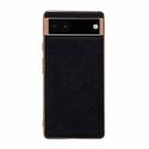 For Google Pixel 6 Genuine Leather Luolai Series Nano Electroplating Phone Case(Black) - 1