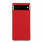 For Google Pixel 6 Genuine Leather Luolai Series Nano Electroplating Phone Case(Red) - 1