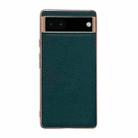 For Google Pixel 6 Genuine Leather Luolai Series Nano Electroplating Phone Case(Dark Green) - 1