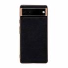 For Google Pixel 6 Pro Genuine Leather Luolai Series Nano Electroplating Phone Case(Black) - 1