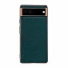 For Google Pixel 6 Pro Genuine Leather Luolai Series Nano Electroplating Phone Case(Dark Green) - 1