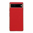 For Google Pixel 7 Pro Genuine Leather Luolai Series Nano Electroplating Phone Case(Red) - 1
