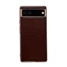 For Google Pixel 6 Genuine Leather Xiaoya Series Nano Electroplating Phone Case(Coffee) - 1