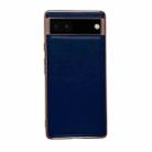 For Google Pixel 6 Genuine Leather Xiaoya Series Nano Electroplating Phone Case(Blue) - 1