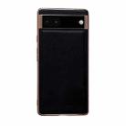 For Google Pixel 6 Pro Genuine Leather Xiaoya Series Nano Electroplating Phone Case(Black) - 1