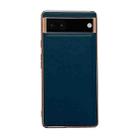 For Google Pixel 6 Pro Genuine Leather Xiaoya Series Nano Electroplating Phone Case(Dark Green) - 1