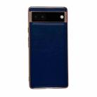 For Google Pixel 7 Genuine Leather Xiaoya Series Nano Electroplating Phone Case(Blue) - 1