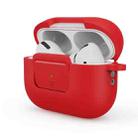 Earphone Silicone PC Protective Case with Switch Button and Buckle For AirPods Pro 2(Red) - 1