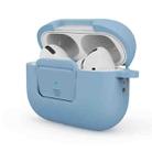 Earphone Silicone PC Protective Case with Switch Button and Buckle For AirPods Pro 2(Light Blue) - 1