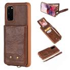 For Galaxy S20 Vertical Flip Shockproof Leather Protective Case with Short Rope, Support Card Slots & Bracket & Photo Holder & Wallet Function(Coffee) - 1