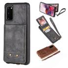 For Galaxy S20 Vertical Flip Shockproof Leather Protective Case with Short Rope, Support Card Slots & Bracket & Photo Holder & Wallet Function(Gray) - 1
