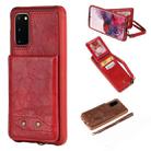 For Galaxy S20 Vertical Flip Shockproof Leather Protective Case with Short Rope, Support Card Slots & Bracket & Photo Holder & Wallet Function(Red) - 1