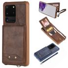 For Galaxy S20 Ultra Vertical Flip Shockproof Leather Protective Case with Short Rope, Support Card Slots & Bracket & Photo Holder & Wallet Function(Coffee) - 1