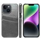 For iPhone 14 Plus Fierre Shann Retro Oil Wax Texture PU Leather Case with Card Slots (Grey) - 1