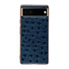 For Google Pixel 6 Genuine Leather Ostrich Texture Nano Electroplating Phone Case(Blue) - 1