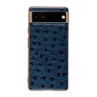 For Google Pixel 6 Pro Genuine Leather Ostrich Texture Nano Electroplating Phone Case(Blue) - 1