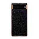 For Google Pixel 6 Pro Genuine Leather Ostrich Texture Nano Electroplating Phone Case(Black) - 1